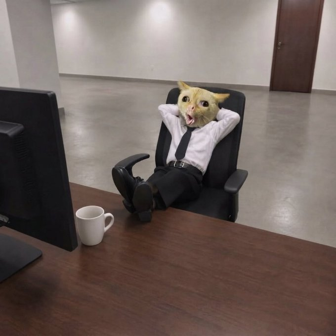 Coughing Cat relaxing in an office chair