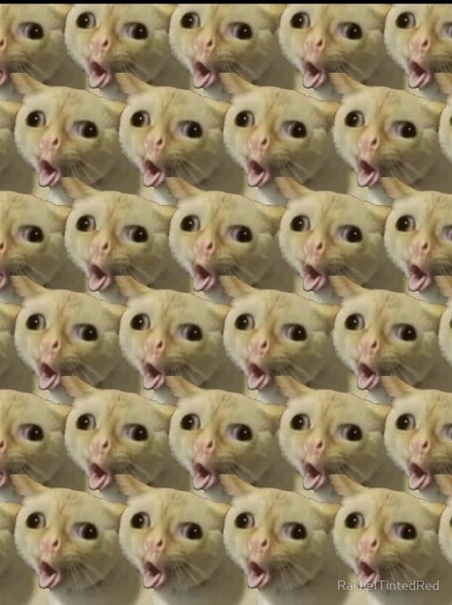 A repeating pattern of Coughing Cat faces